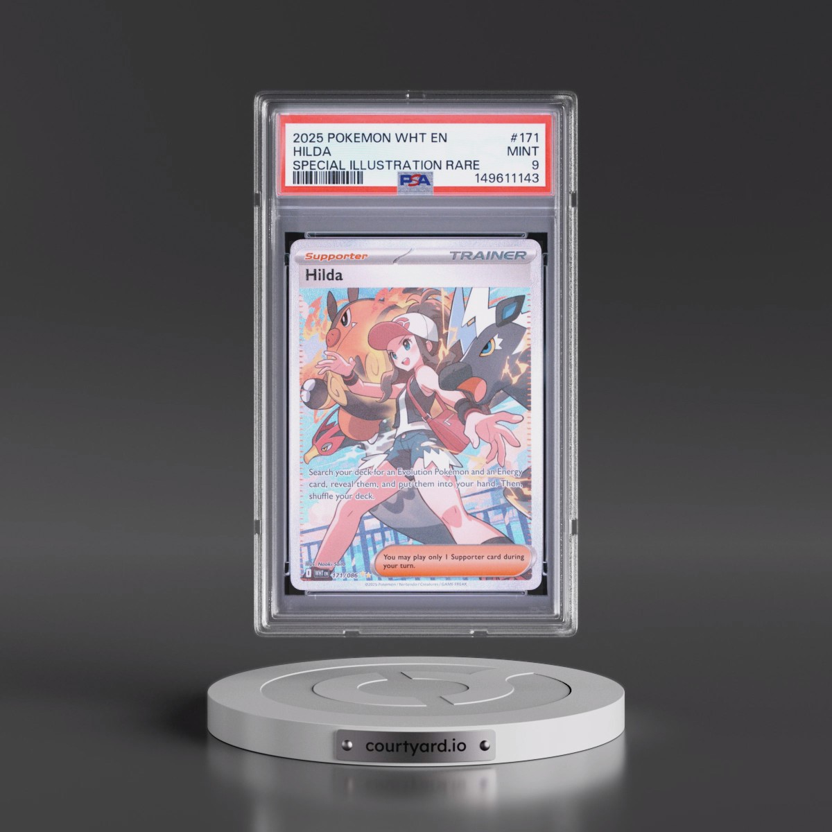 2025 Pokémon Wht EN-White Flare #171 Hilda - Special Illustration Rare (PSA 9 MINT)