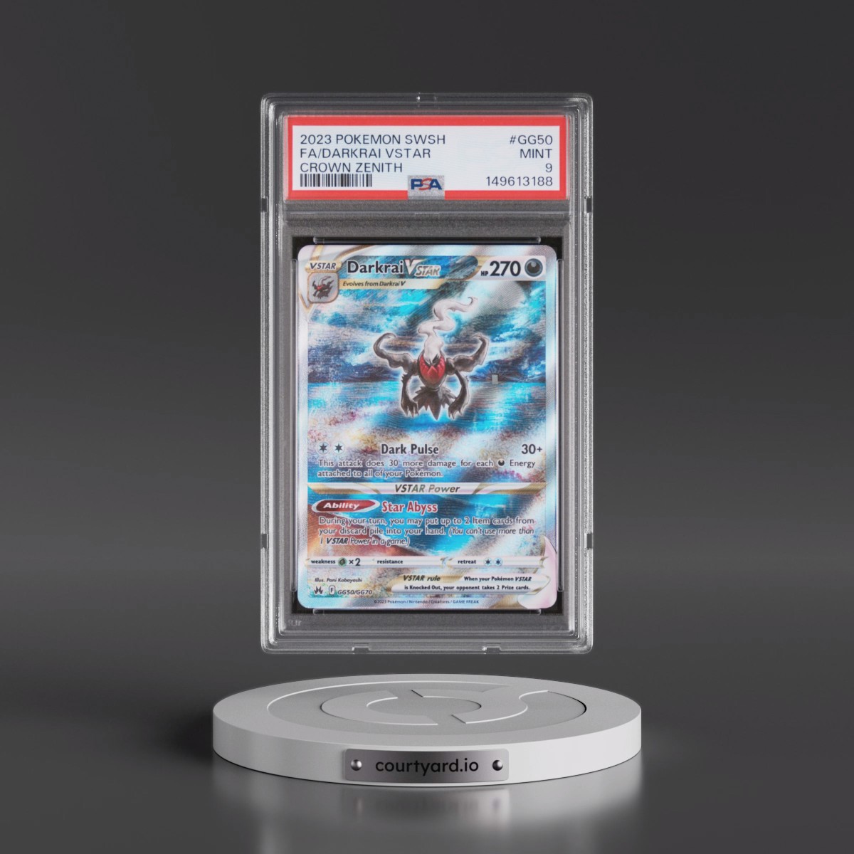 2023 Pokémon Sword and Shield Crown Zenith #GG50 Darkrai Vstar - Full Art (PSA 9 MINT)