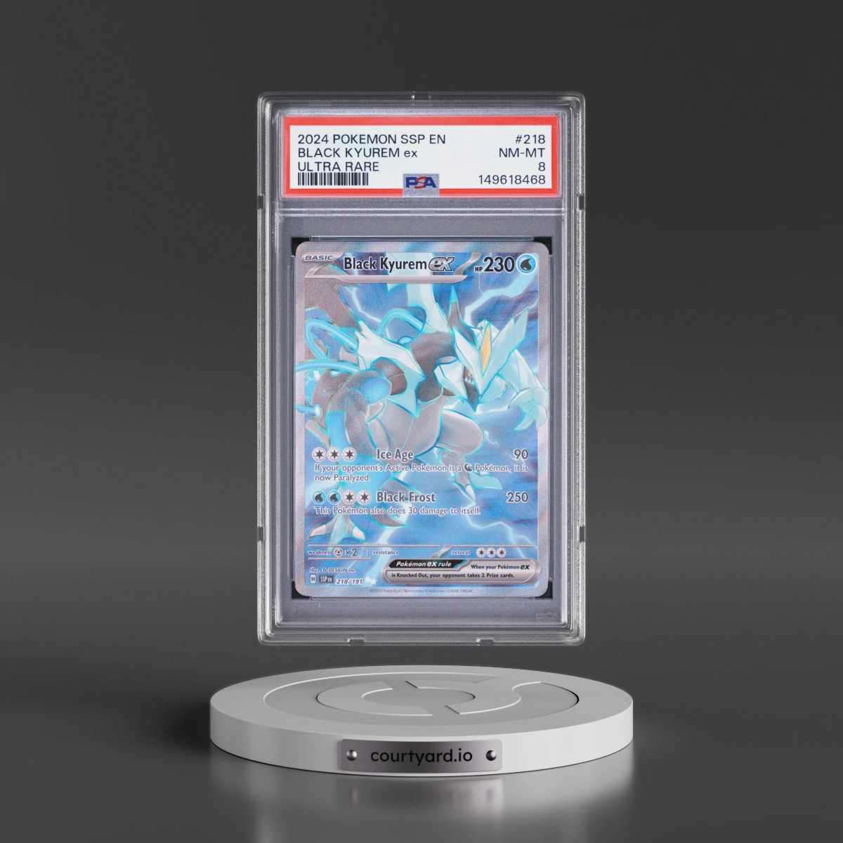 2024 Pokémon Ssp EN-Surging Sparks #218 Black Kyurem EX - Holo Ultra Rare (PSA 8 NM-MT)