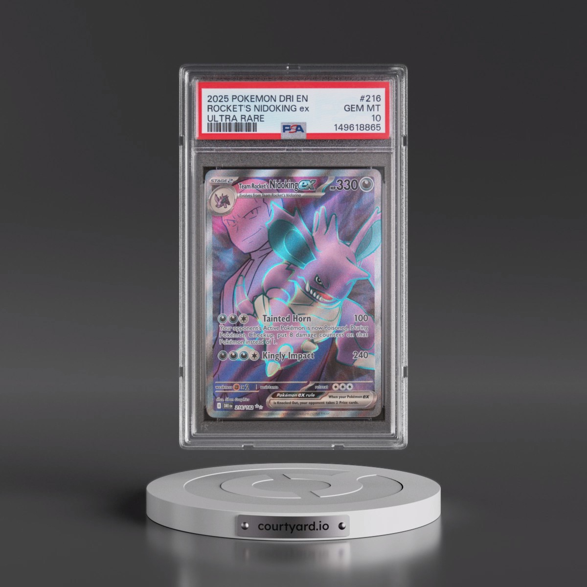 2025 Pokémon Dri EN-Destined Rivals #216 Team Rocket's Nidoking EX - Holo Ultra Rare (PSA 10 GEM MINT)