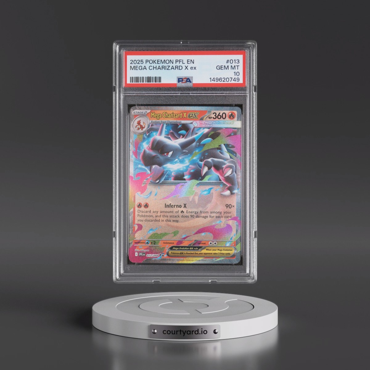 2025 Pokémon Pfl EN-Phantasmal Flames #013 Mega Charizard X EX - Holo (PSA 10 GEM MINT)