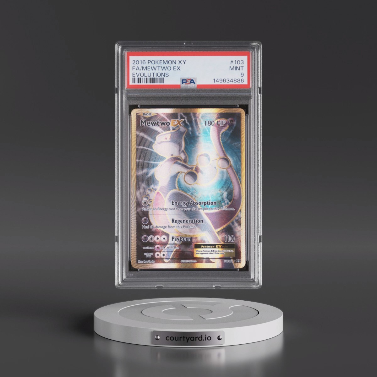 2016 Pokémon XY Evolutions #103 Mewtwo EX - Holo Full Art (PSA 9 MINT)
