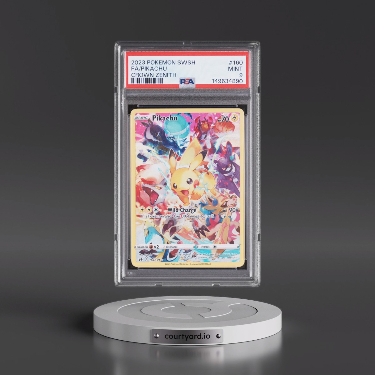 2023 Pokémon Sword and Shield Crown Zenith #160 Pikachu - Full Art (PSA 9 MINT)