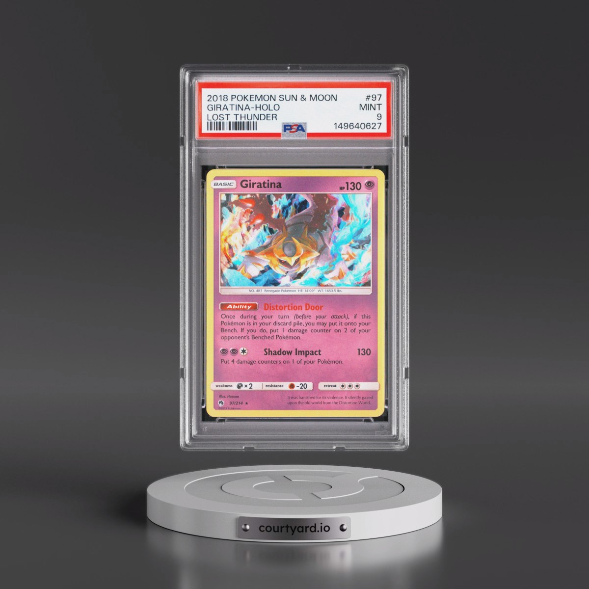 2018 Pokémon Sun & Moon Lost Thunder #97 Giratina - Holo (PSA 9 MINT)