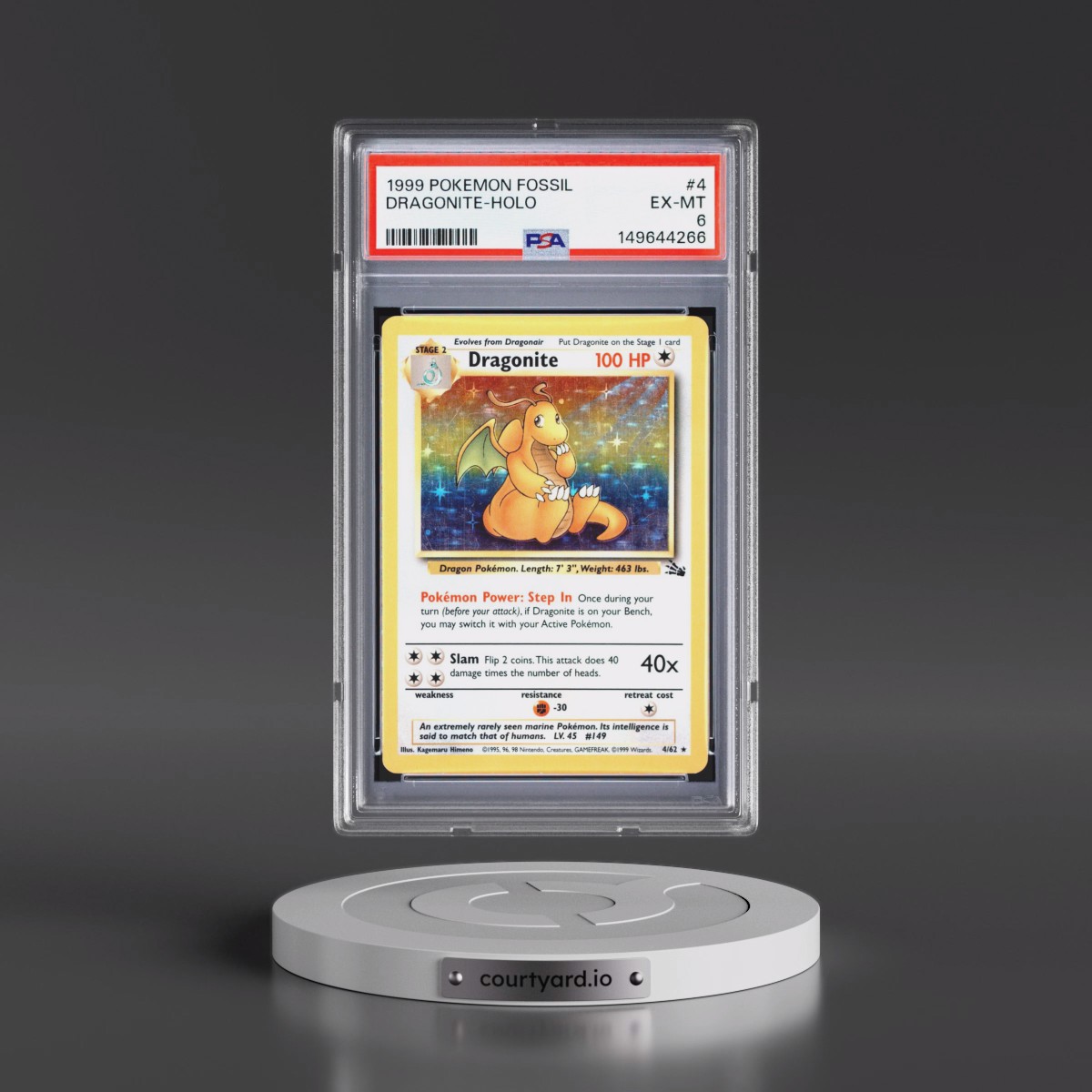 1999 Pokémon Fossil #4 Dragonite - Holo (PSA 6 EX-MT)