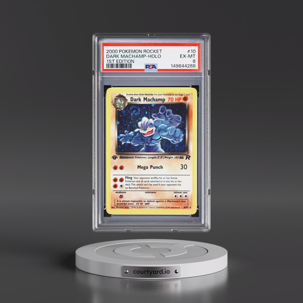 2000 Pokémon Rocket #10 Dark Machamp - 1st Edition Holo (PSA 6 EX-MT)