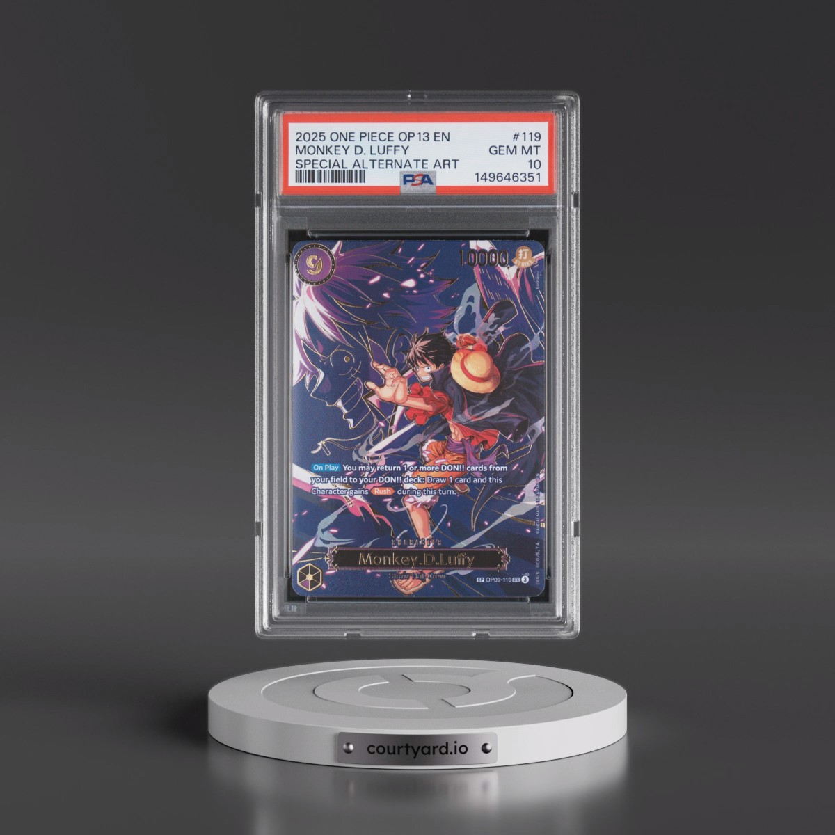 2025 One Piece OP13-Carrying on His Will Monkey D. Luffy - Special Alternate Art #119 PSA 10