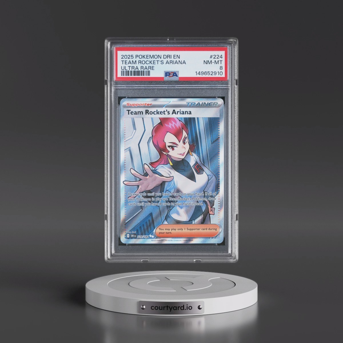 2025 Pokémon Dri EN-Destined Rivals #224 Team Rocket's Ariana - Ultra Rare (PSA 8 NM-MT)