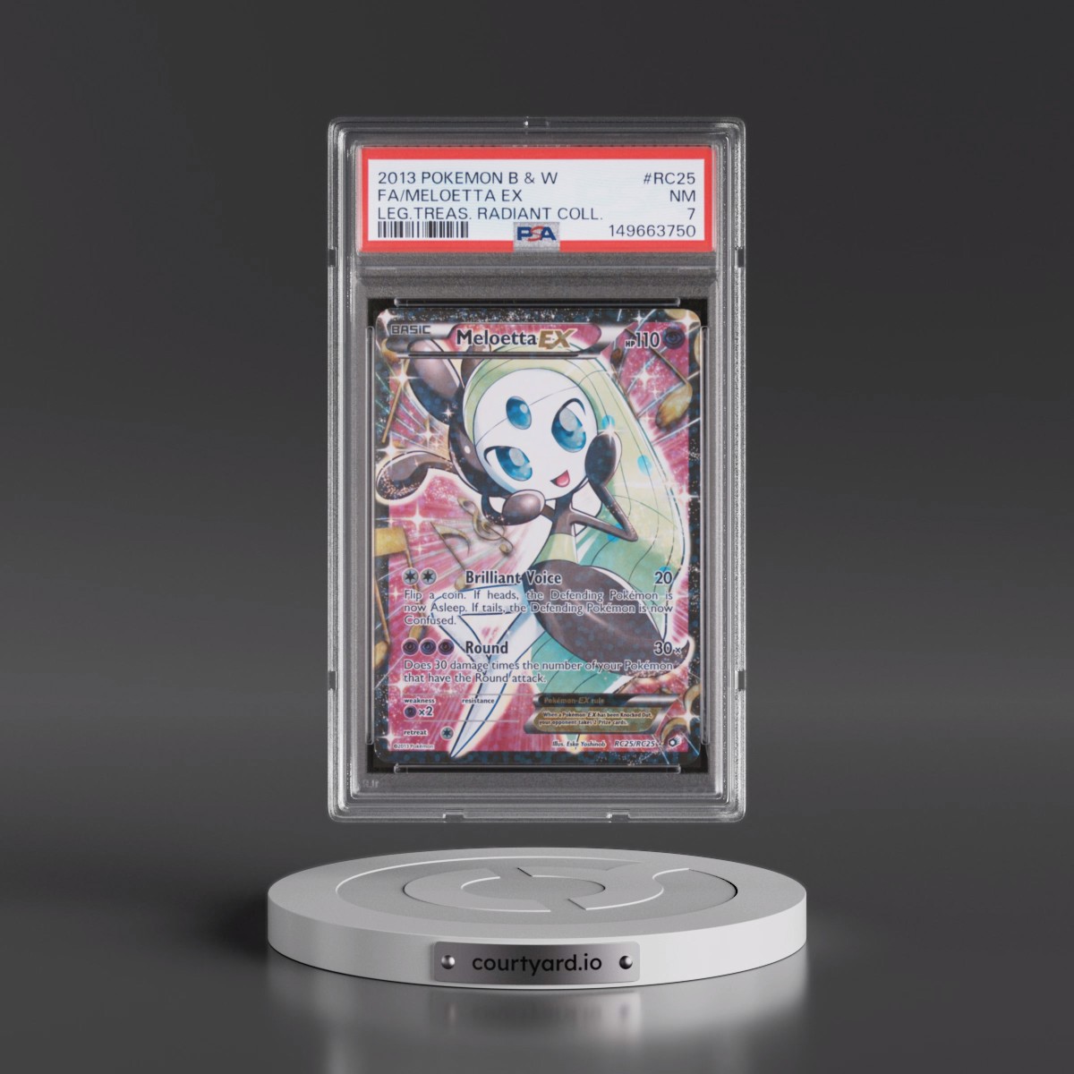 2013 Pokémon Black & White Legendary Treasures Radiant Collection #RC25 Meloetta EX - Holo Full Art (PSA 7 NM)
