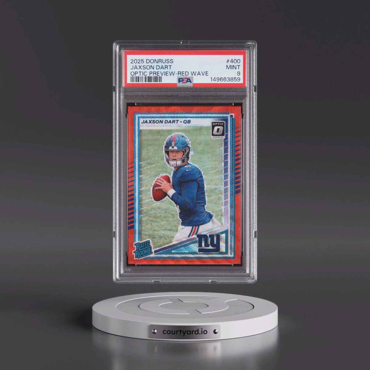 2025 Panini Donruss #400 Jaxson Dart - Optic Preview-Red Wave (PSA 9 MINT)