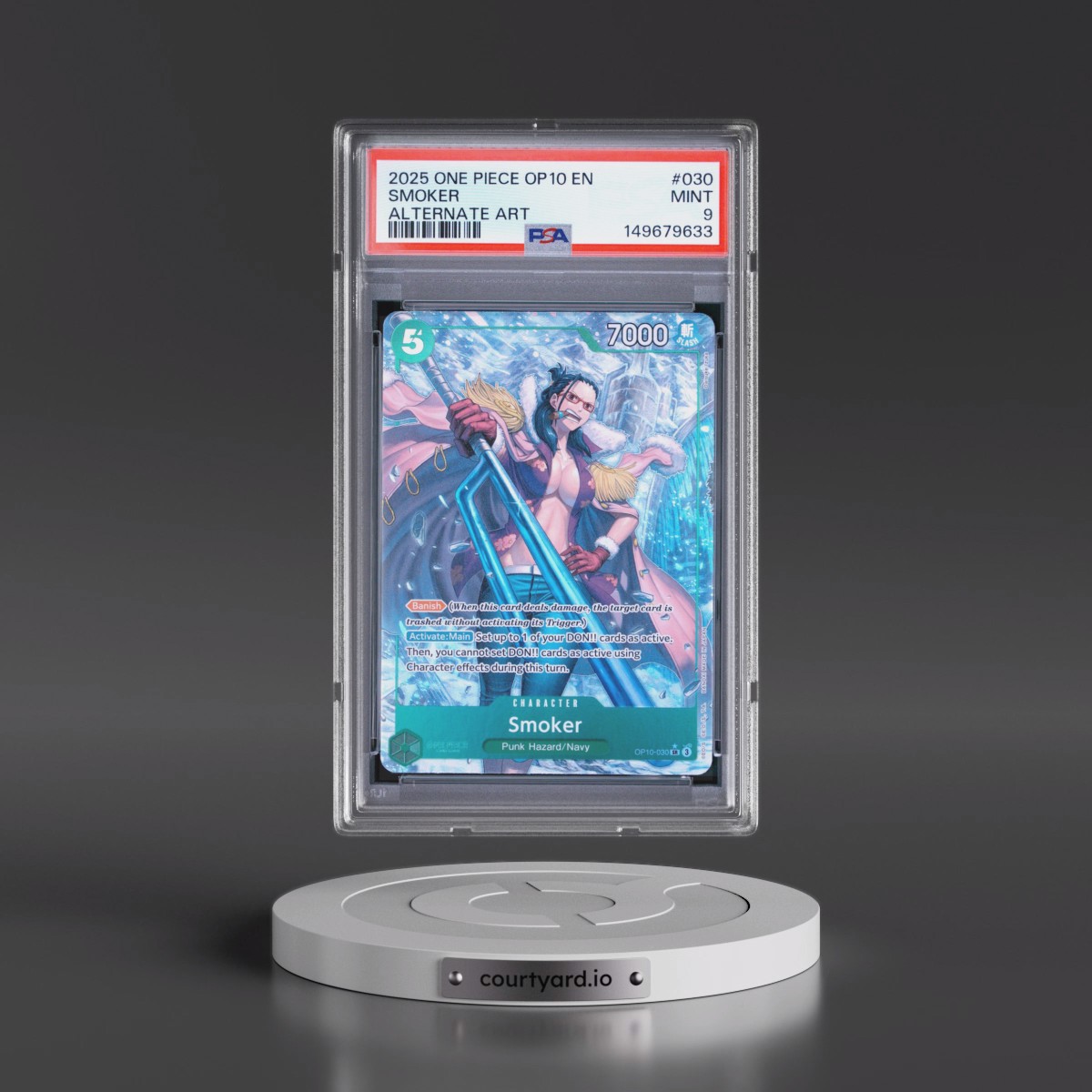 2025 One Piece OP10-Royal Blood #030 Smoker - Alternate Art (PSA 9 MINT)