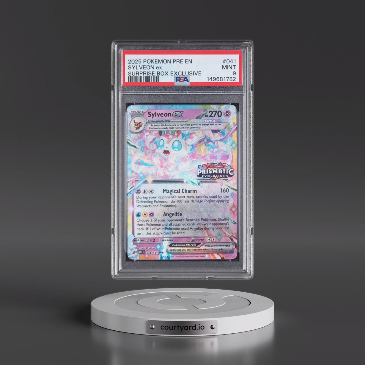 2025 Pokémon Pre EN-Prismatic Evolutions #041 Sylveon EX - Holo Surprise Box Exclusive (PSA 9 MINT)
