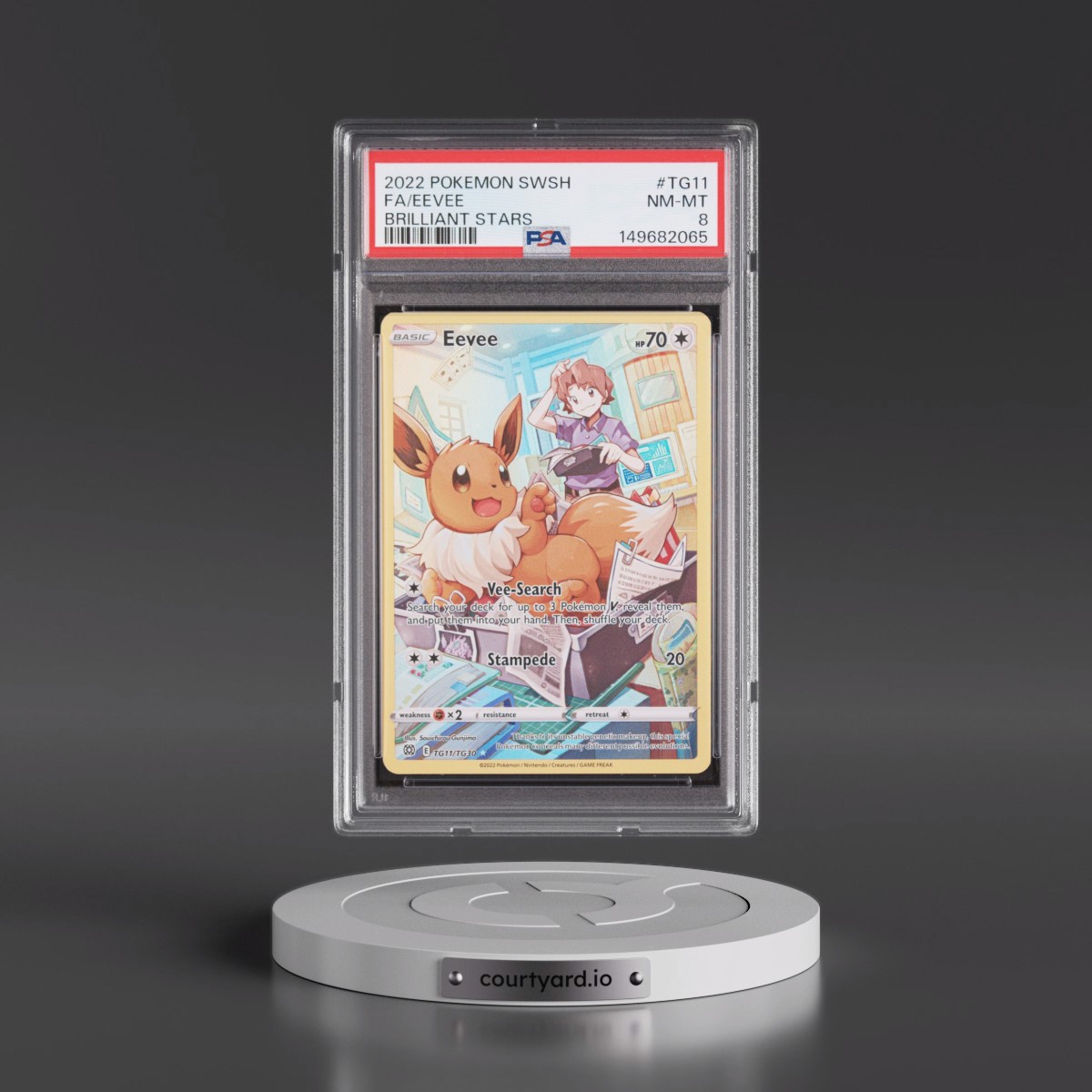2022 Pokémon Sword & Shield Brilliant Stars #TG11 Eevee - Full Art (PSA 8 NM-MT)