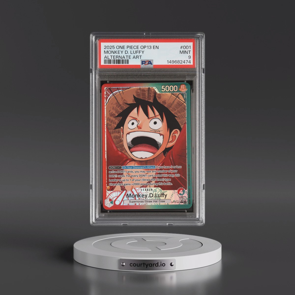 2025 One Piece OP13-Carrying on His Will #001 Monkey D. Luffy - Alternate Art (PSA 9 MINT)