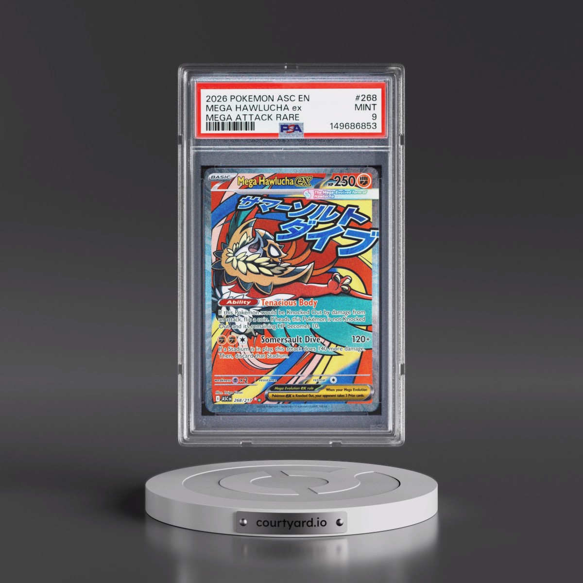 2026 Pokémon Asc EN-Ascended Heroes #268 Mega Hawlucha EX - Holo Mega Attack Rare (PSA 9 MINT)