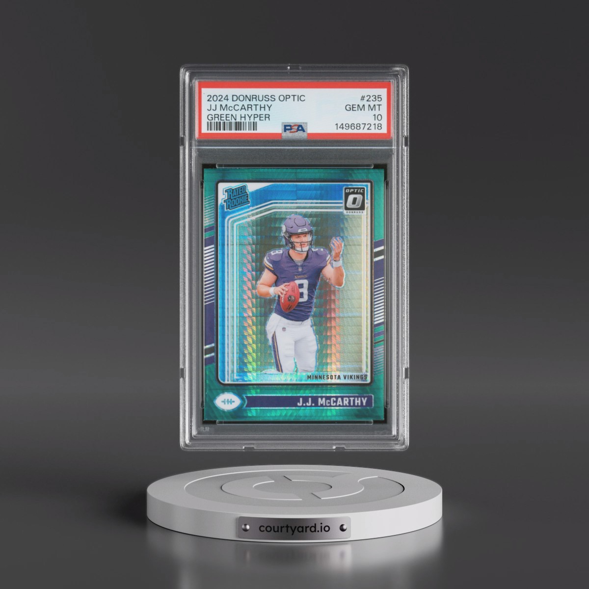 2024 Panini Donruss Optic #235 JJ McCarthy - Green Hyper (PSA 10 GEM MINT)