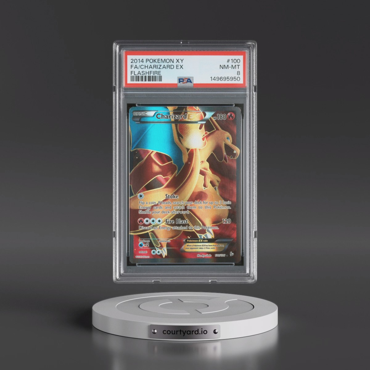 2014 Pokémon XY Flashfire #100 Charizard EX - Holo Full Art (PSA 8 NM-MT)