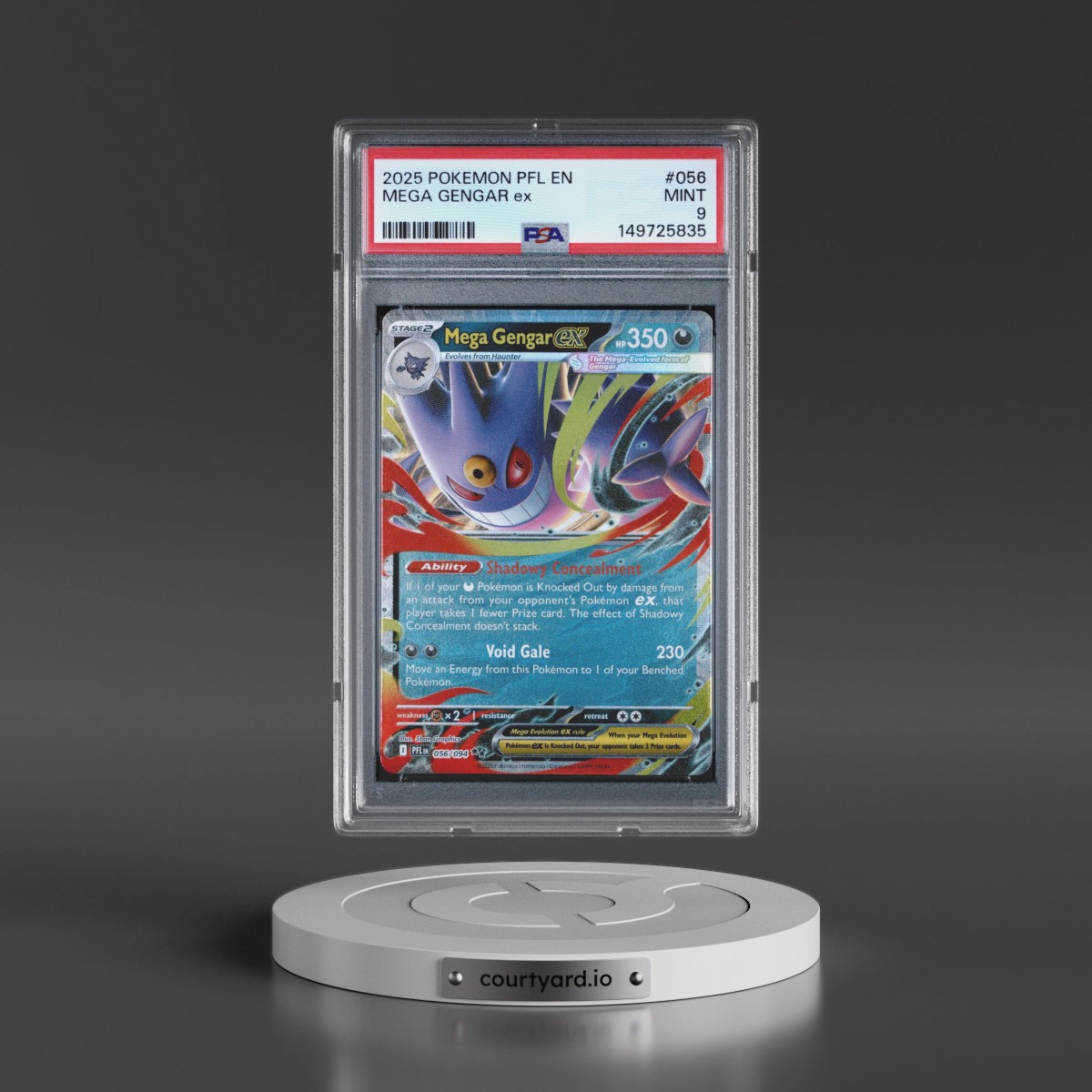 2025 Pokémon Pfl EN-Phantasmal Flames #056 Mega Gengar EX - Holo (PSA 9 MINT)
