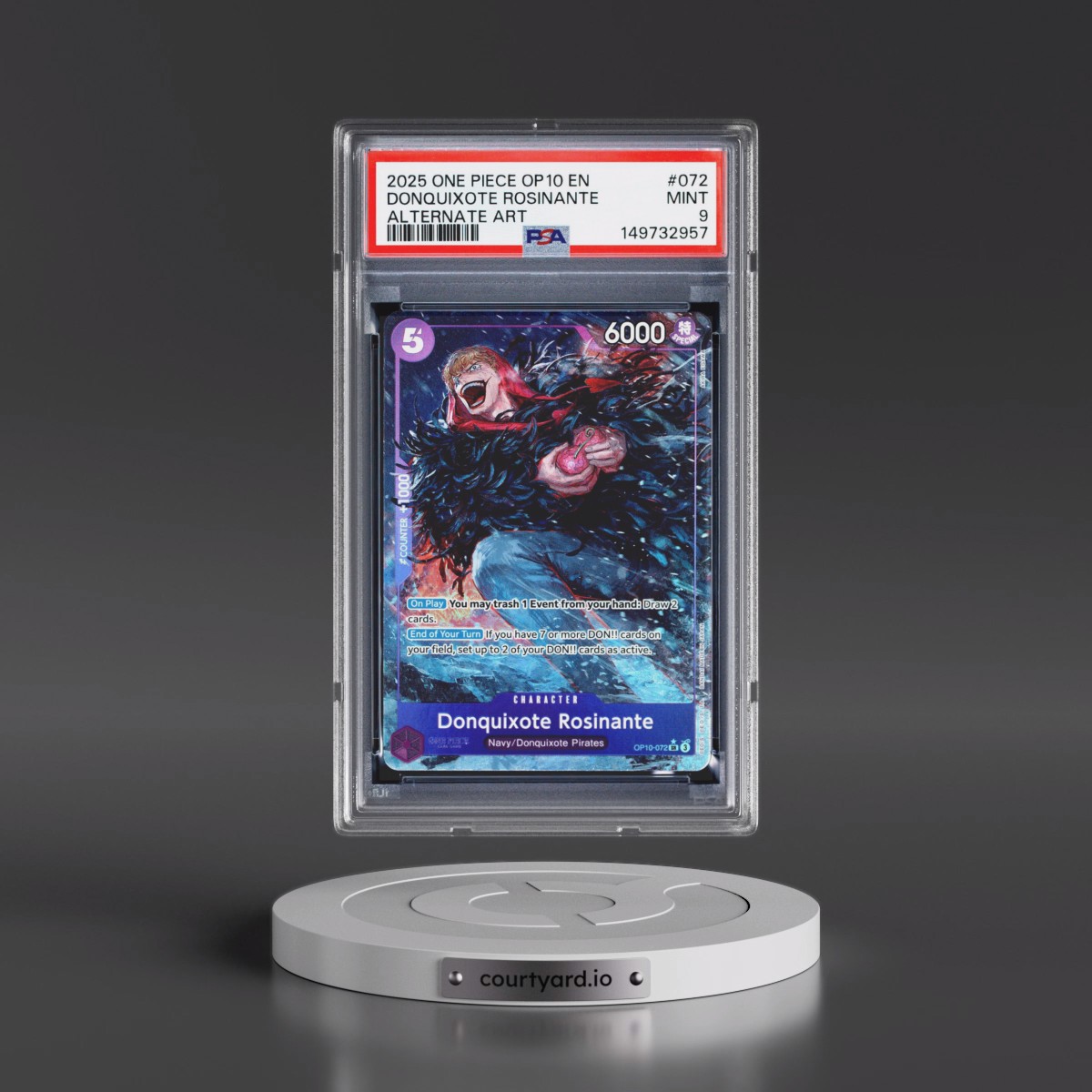 2025 One Piece OP10-Royal Blood #072 Donquixote Rosinante - Alternate Art (PSA 9 MINT)