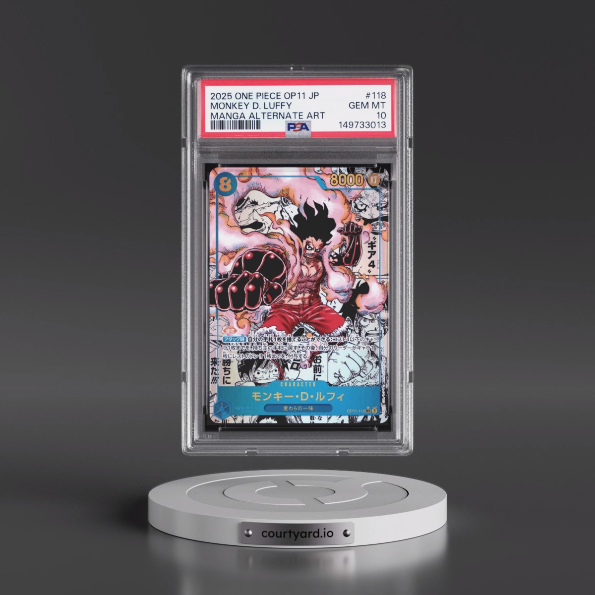 2025 One Piece Japanese OP11-A Fist of Divine Speed #118 Monkey D. Luffy - Manga Alternate Art (PSA 10 GEM MINT)
