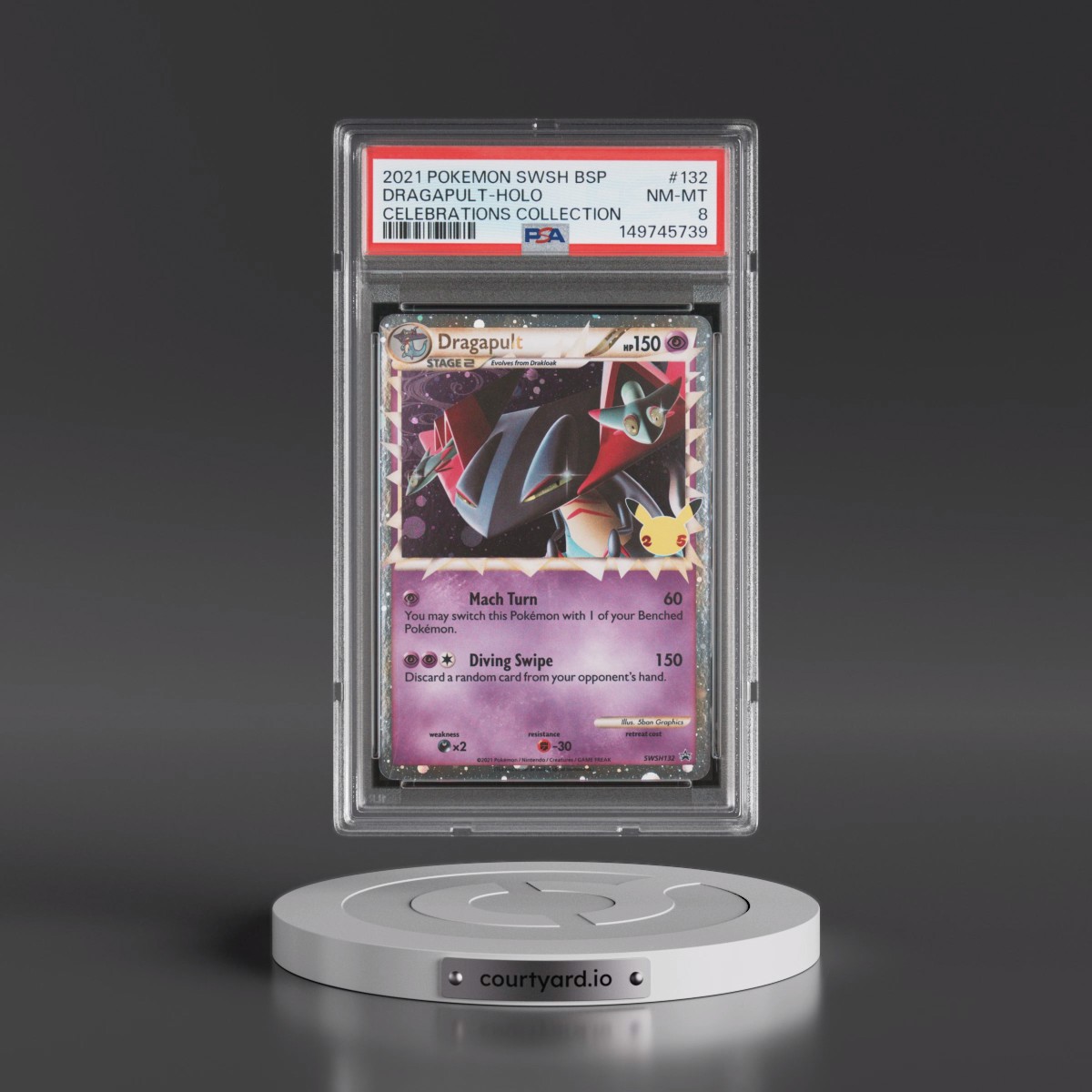 2021 Pokémon Swsh Black Star Promo #132 Dragapult - Holo Celebrations Collection (PSA 8 NM-MT)