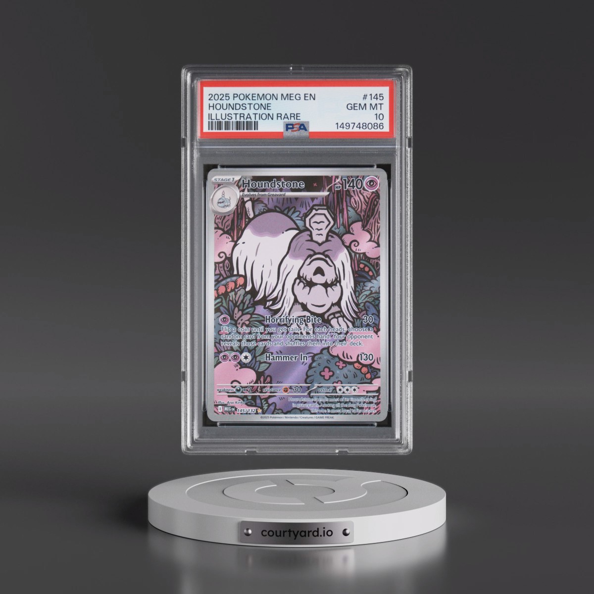 2025 Pokémon Meg EN-Mega Evolution #145 Houndstone - Illustration Rare (PSA 10 GEM MINT)