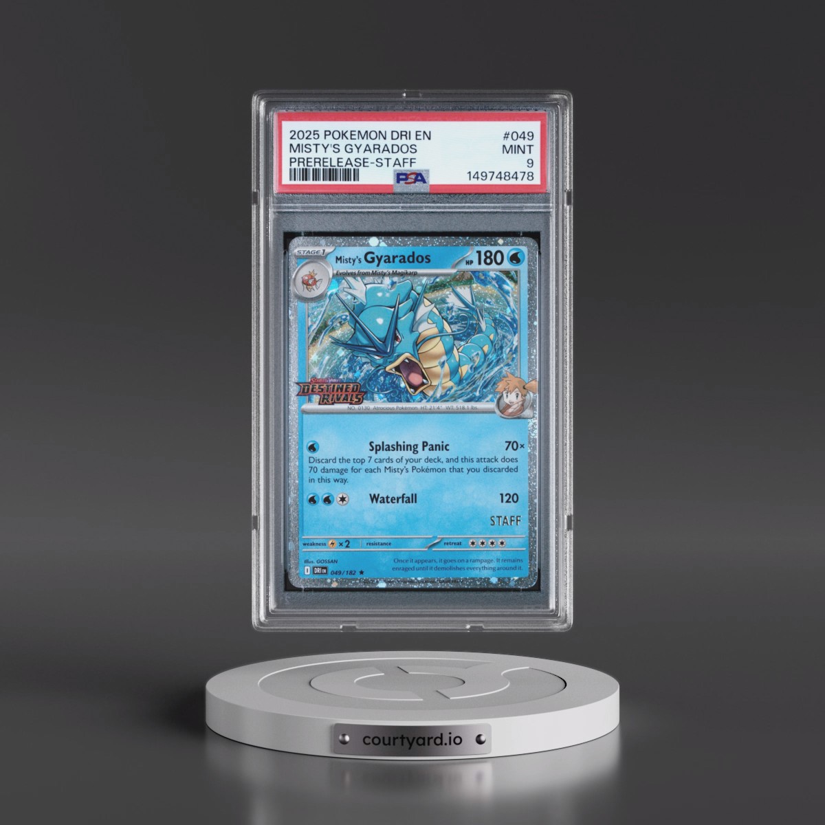2025 Pokémon Dri EN-Destined Rivals #049 Misty's Gyarados - Prerelease-Staff (PSA 9 MINT)