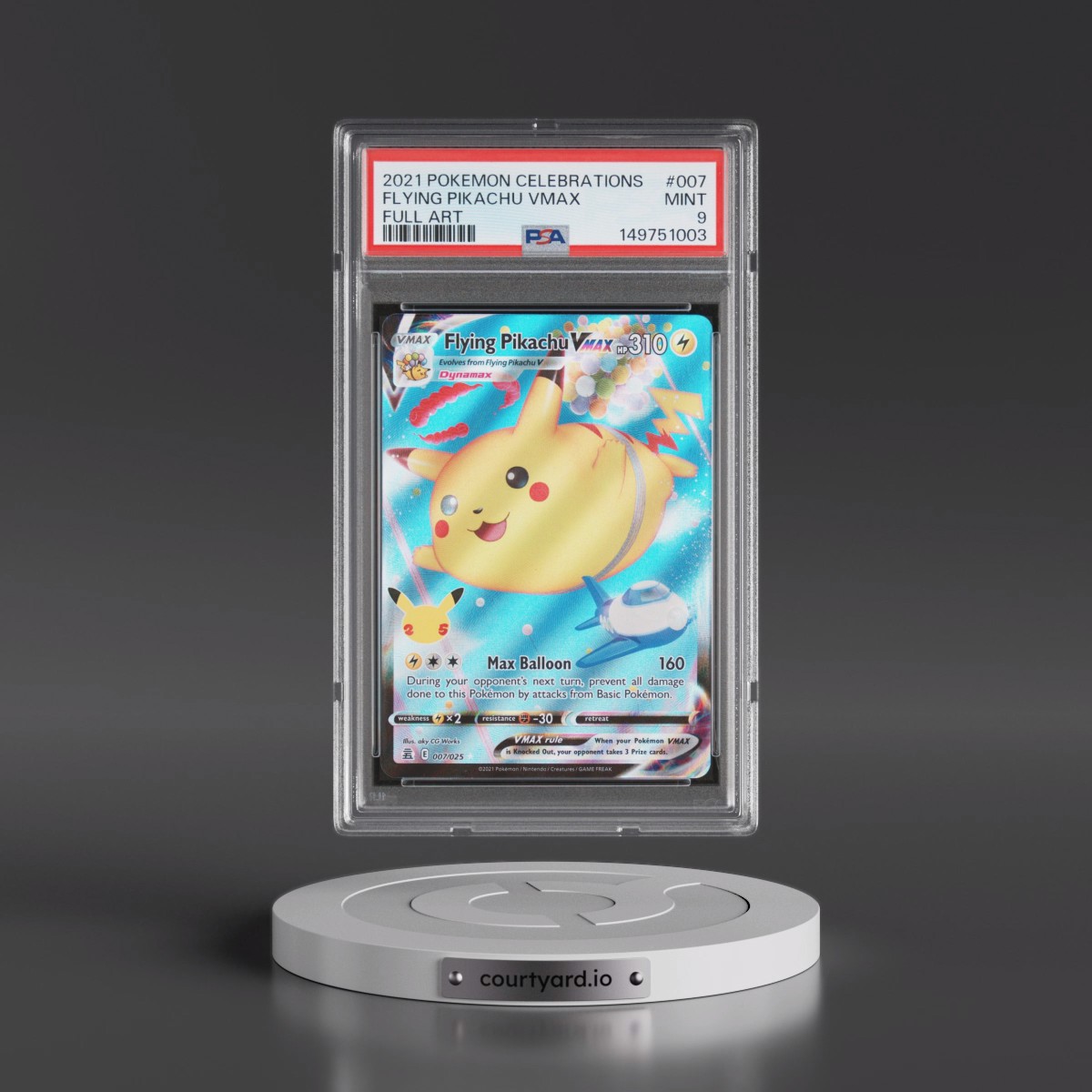 2021 Pokémon Celebrations #007 Flying Pikachu Vmax - Full Art (PSA 9 MINT)