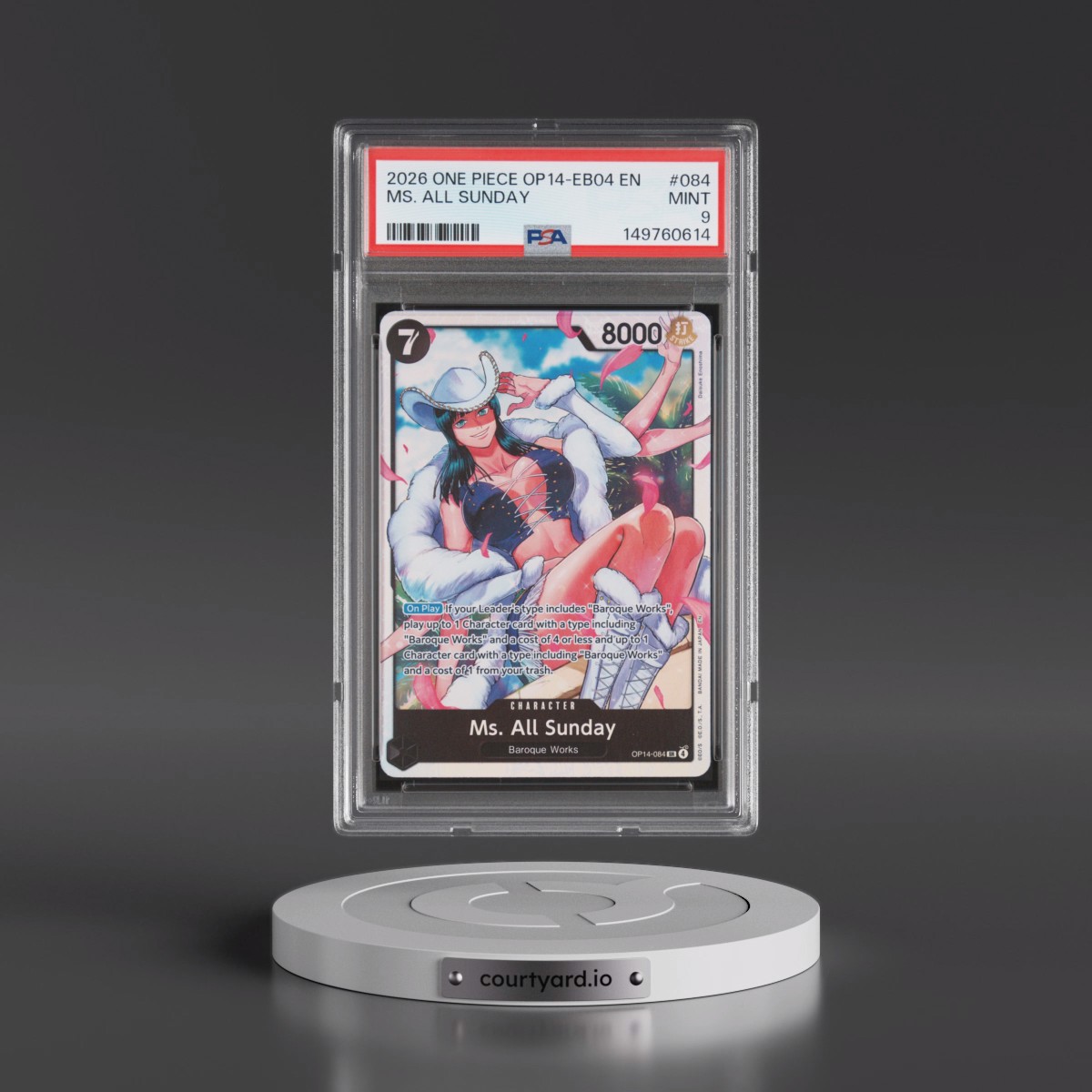 2026 One Piece OP14-EB04-the Azure Sea's Seven #084 MS. All Sunday (PSA 9 MINT)