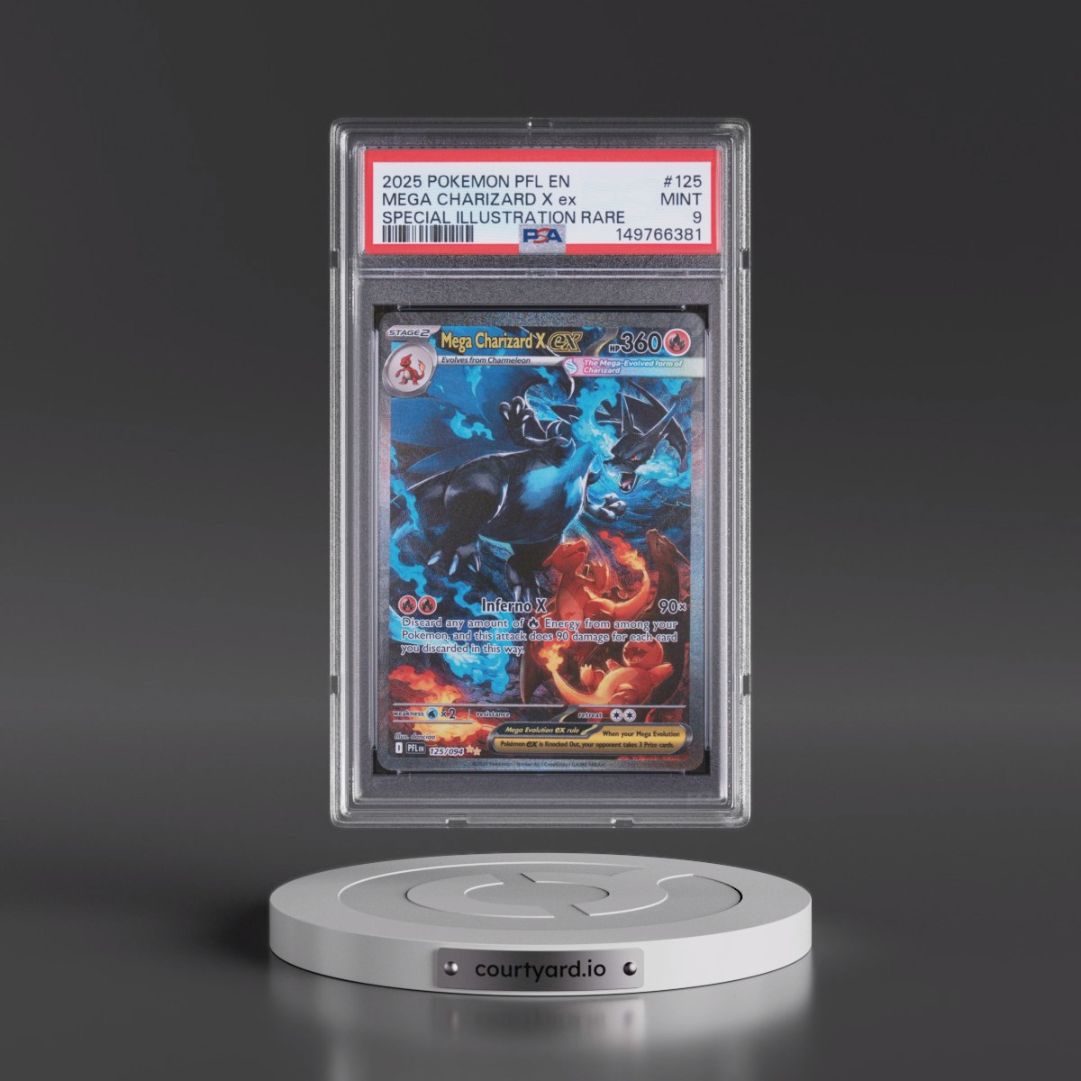 2025 Pokémon Pfl EN-Phantasmal Flames #125 Mega Charizard X EX - Holo Special Illustration Rare (PSA 9 MINT)