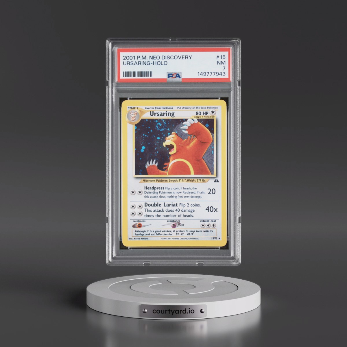 2001 Pokémon Neo Discovery #15 Ursaring - Holo (PSA 7 NM)