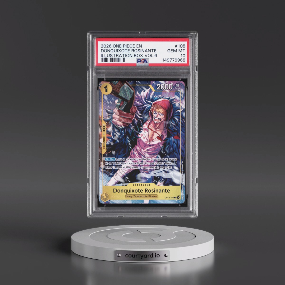 2026 One Piece Promos #108 Donquixote Rosinante - Illustration Box Vol.6 (PSA 10 GEM MINT)