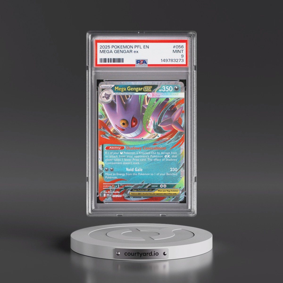 2025 Pokémon Pfl EN-Phantasmal Flames #056 Mega Gengar EX - Holo (PSA 9 MINT)