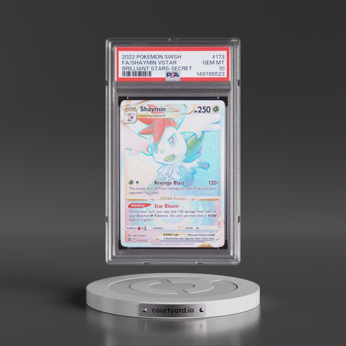 2022 Pokémon Sword & Shield Brilliant Stars #173 Shaymin Vstar - Full Art Secret (PSA 10 GEM MINT)