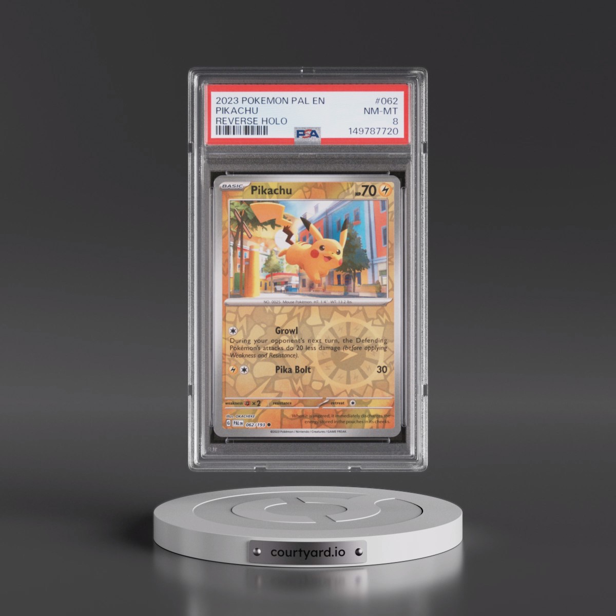 2023 Pokémon Pal EN-Paldea Evolved #062 Pikachu - Reverse Holo (PSA 8 NM-MT)