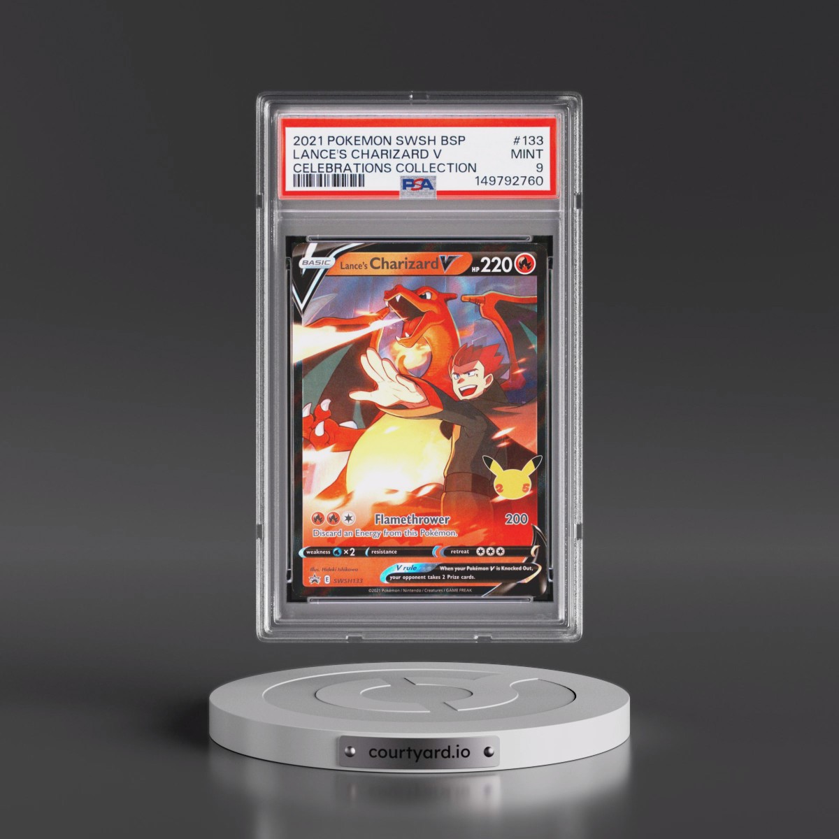 2021 Pokémon Swsh Black Star Promo #133 Lance's Charizard V - Holo Celebrations Collection (PSA 9 MINT)