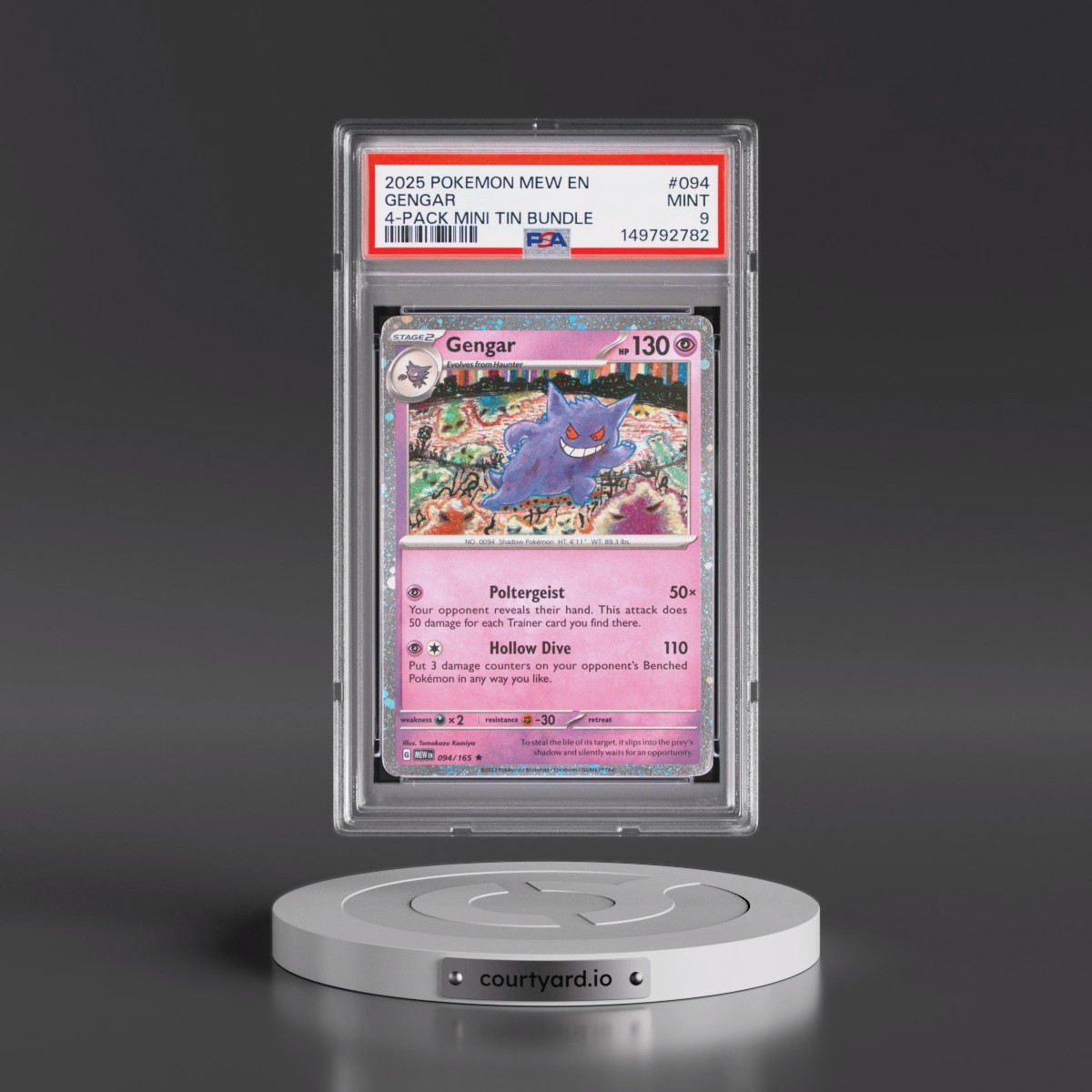 2025 Pokémon Mew EN-151 #094 Gengar - 4-Pack Mini Tin Bundle (PSA 9 MINT)