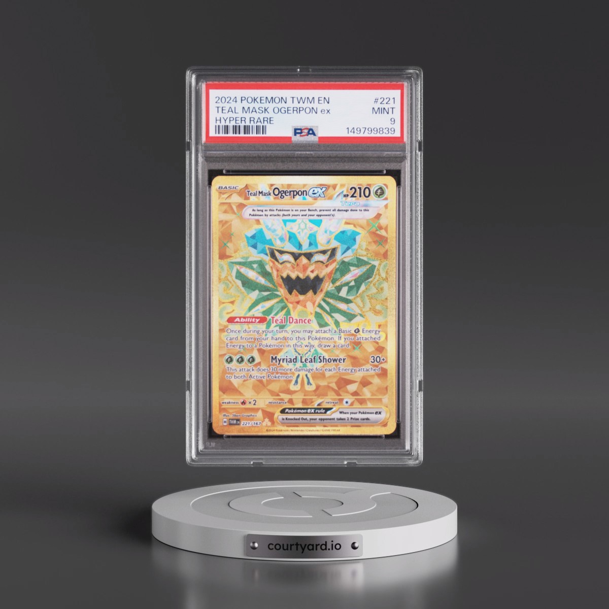 2024 Pokémon Twm EN-Twilight Masquerade #221 Teal Mask Ogerpon EX - Holo Hyper Rare (PSA 9 MINT)