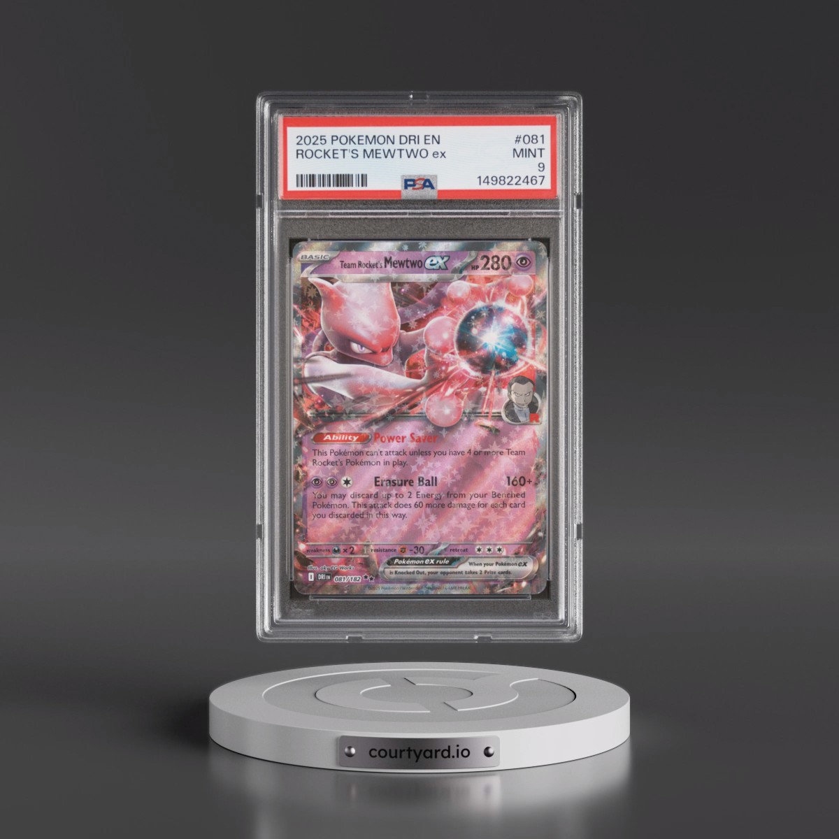 2025 Pokémon Dri EN-Destined Rivals #081 Team Rocket's Mewtwo EX - Holo (PSA 9 MINT)