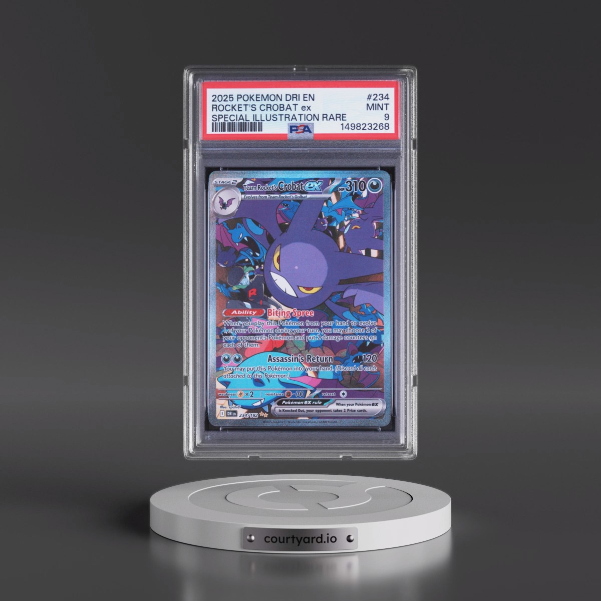 2025 Pokémon Dri EN-Destined Rivals #234 Team Rocket's Crobat EX - Holo Special Illustration Rare (PSA 9 MINT)