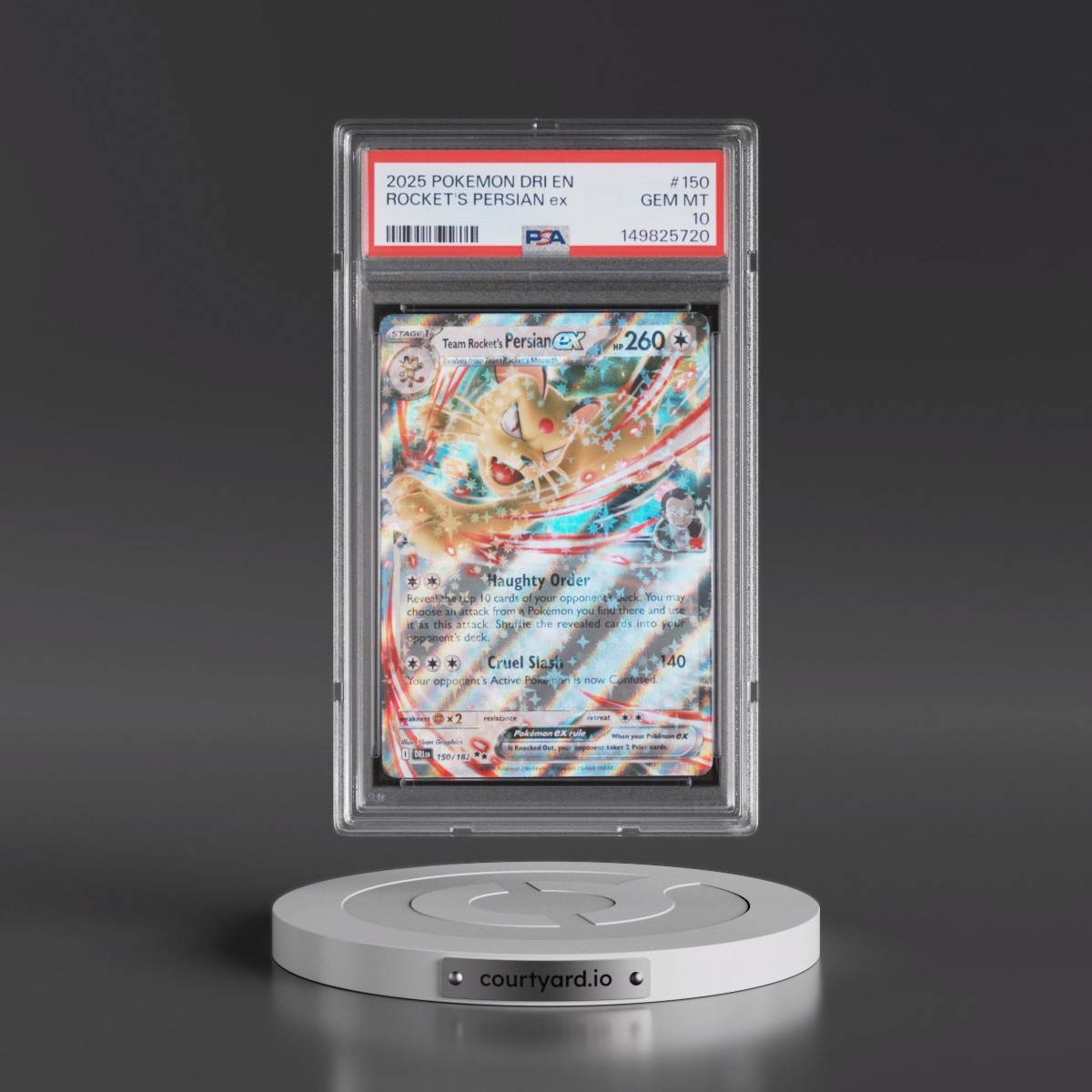 2025 Pokémon Dri EN-Destined Rivals #150 Team Rocket's Persian EX - Holo (PSA 10 GEM MINT)