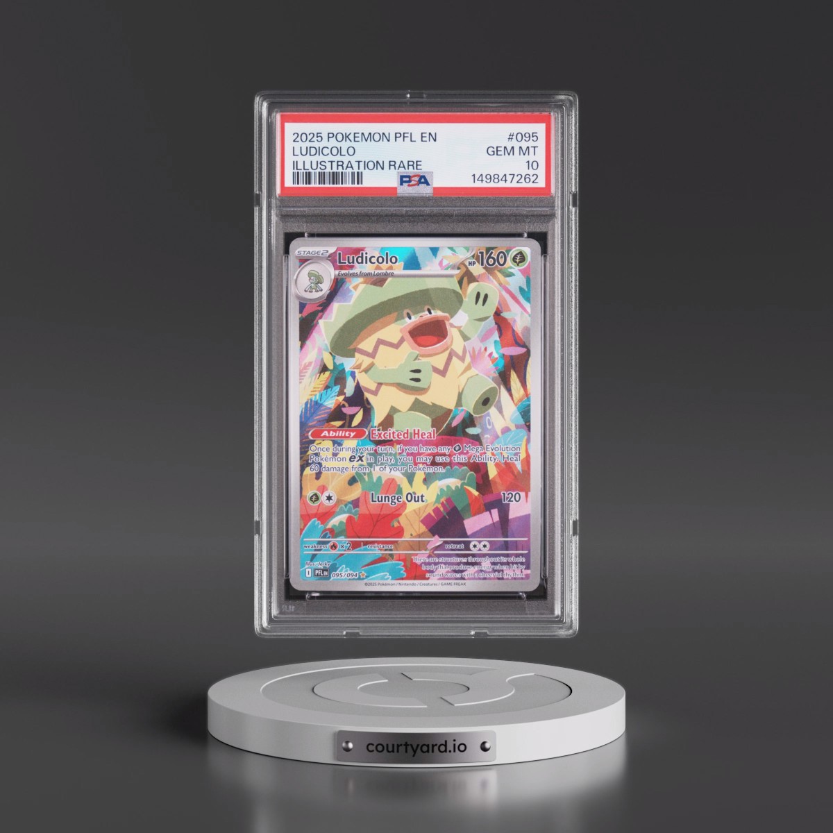 2025 Pokémon Pfl EN-Phantasmal Flames #095 Ludicolo - Illustration Rare (PSA 10 GEM MINT)