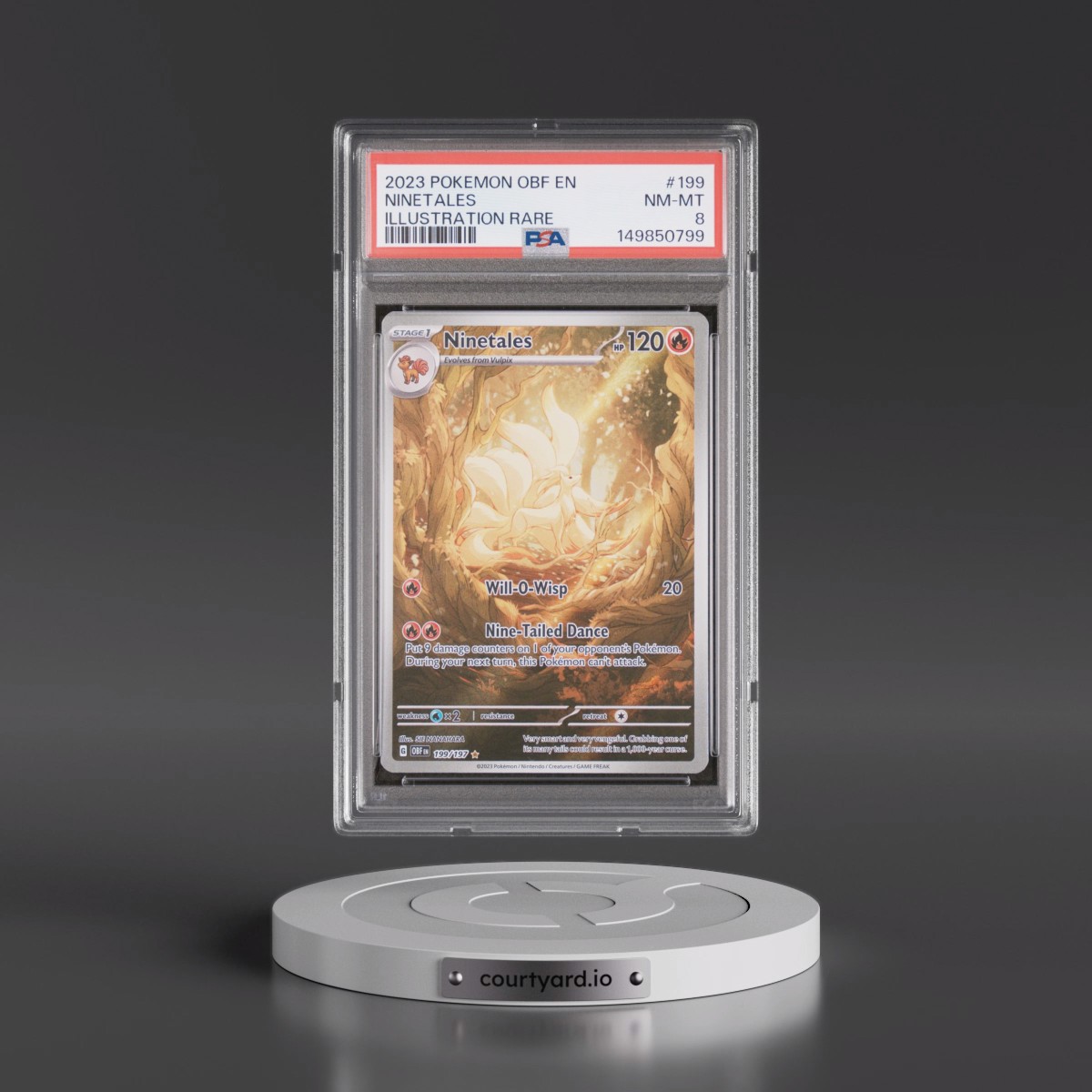 2023 Pokémon Obf EN-Obsidian Flames #199 Ninetales - Illustration Rare (PSA 8 NM-MT)