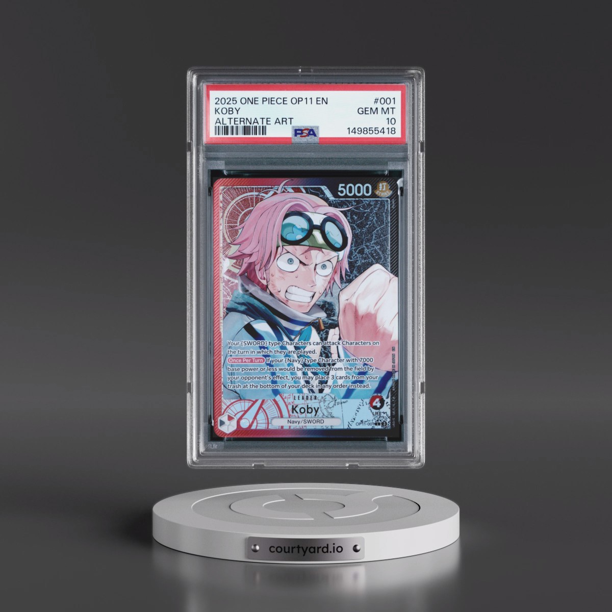 2025 One Piece OP11-A Fist of Divine Speed #001 Koby - Alternate Art (PSA 10 GEM MINT)
