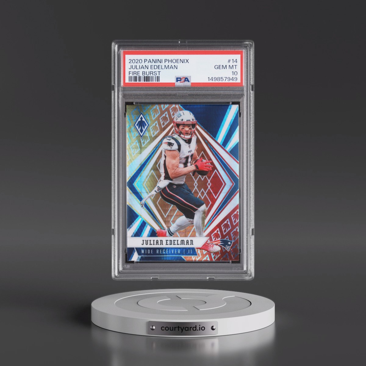 2020 Panini Phoenix #14 Julian Edelman - Fire Burst (PSA 10 GEM MINT)