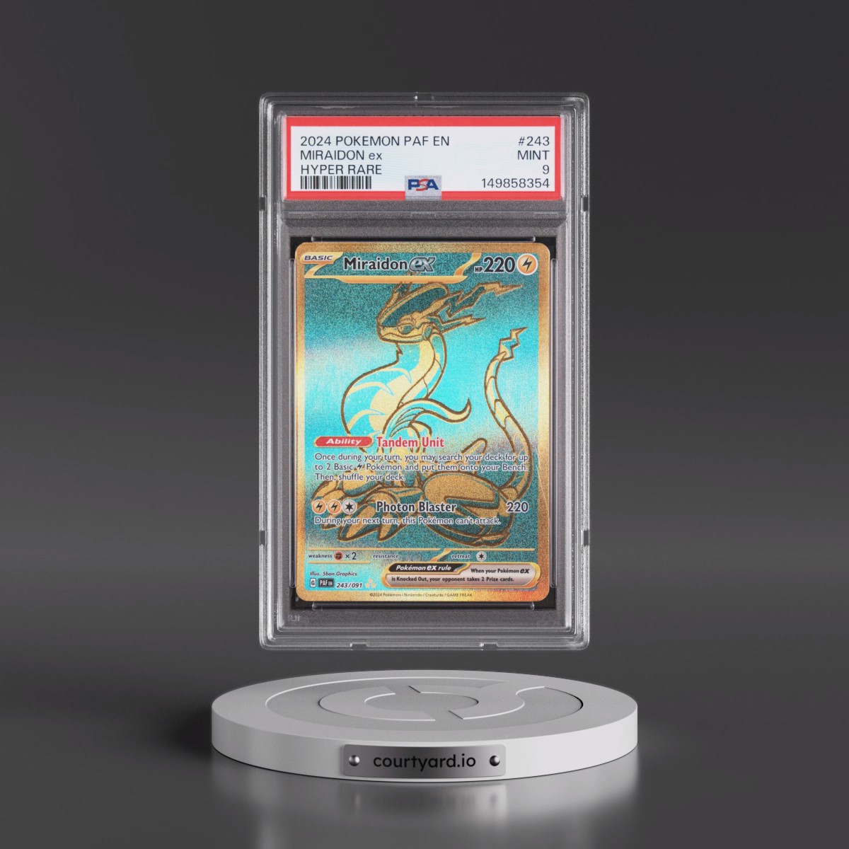 2024 Pokémon Paf EN-Paldean Fates #243 Miraidon EX - Holo Hyper Rare (PSA 9 MINT)