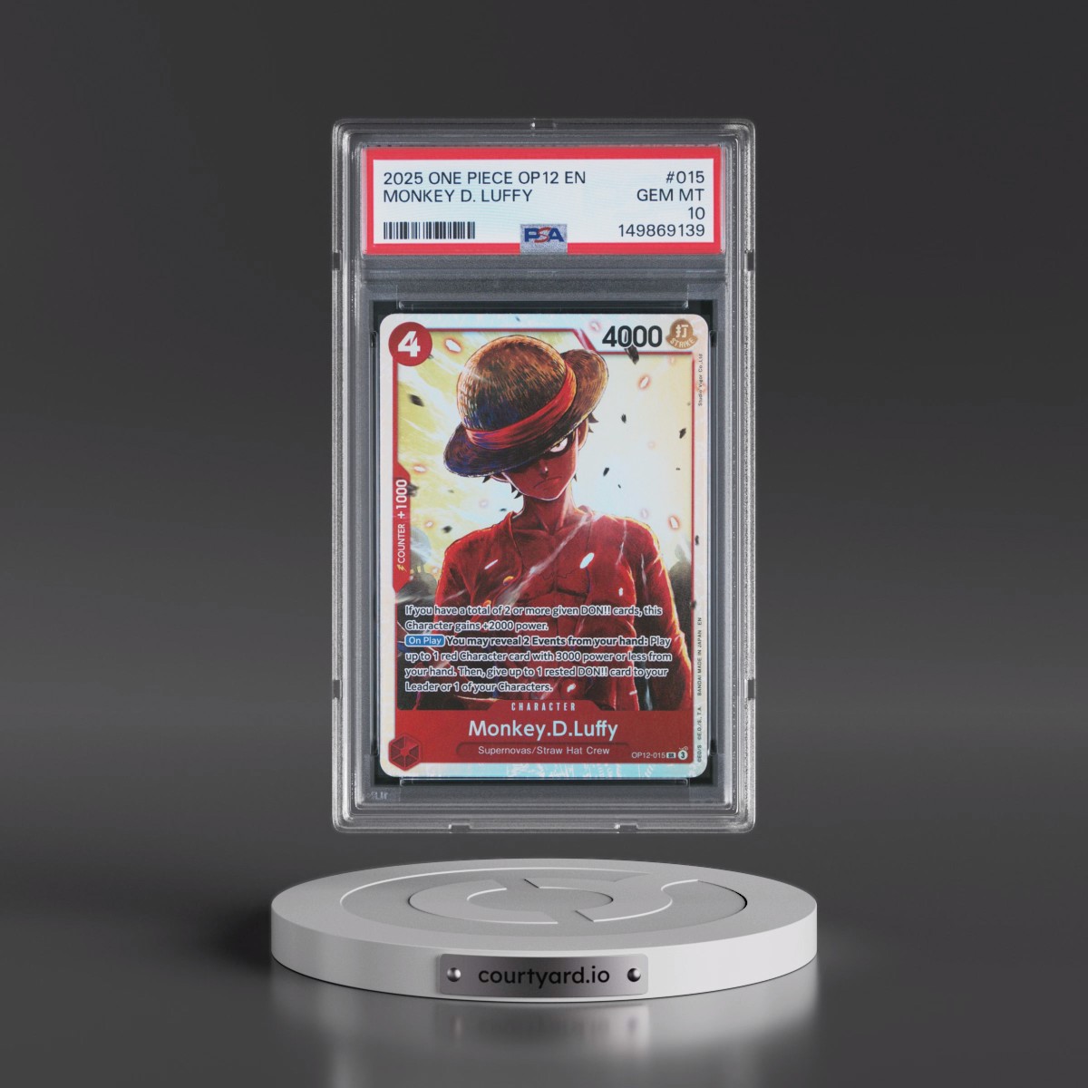 2025 One Piece OP12-Legacy of the Master #015 Monkey D. Luffy (PSA 10 GEM MINT)