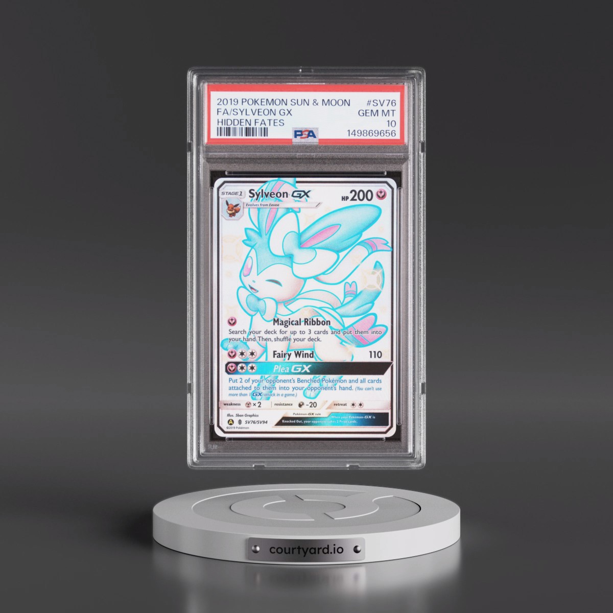 2019 Pokémon Sun & Moon Hidden Fates #SV76 Sylveon GX - Holo Full Art (PSA 10 GEM MINT)