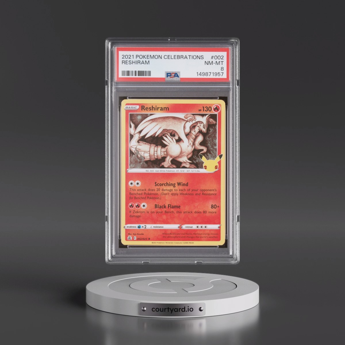 2021 Pokémon Celebrations #002 Reshiram (PSA 8 NM-MT)