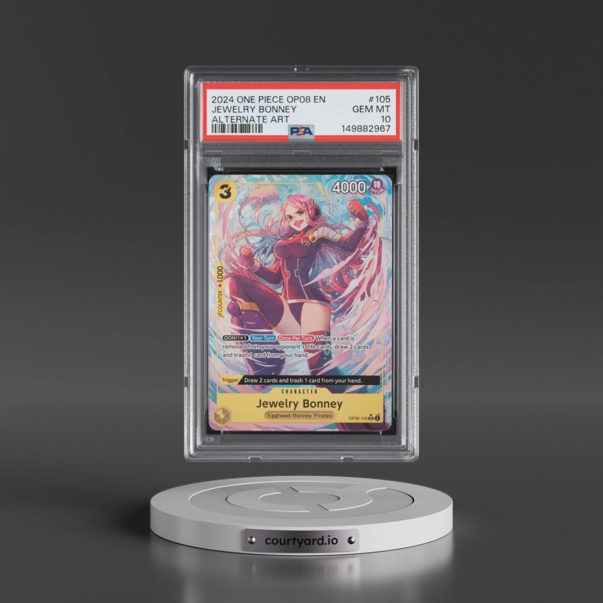 2024 One Piece OP08-Two Legends #105 Jewelry Bonney - Alternate Art (PSA 10 GEM MINT)